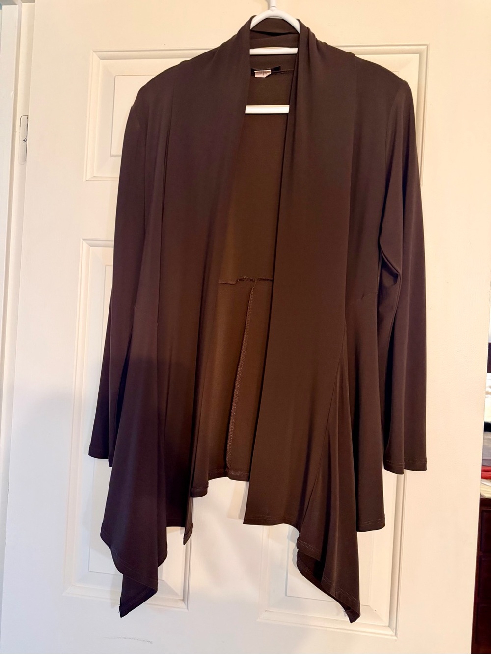 Pretty Woman Brown Open-Front Draped Stretchy Cardigan